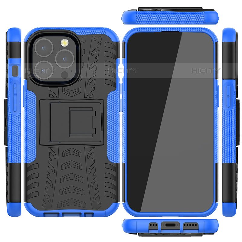 Funda Bumper Silicona y Plastico Mate Carcasa con Soporte A07 para Apple iPhone 15 Pro Max