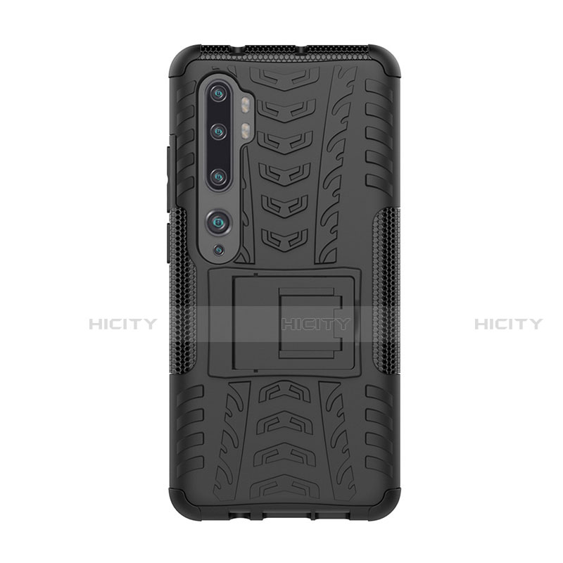 Funda Bumper Silicona y Plastico Mate Carcasa con Soporte D01 para Xiaomi Mi Note 10