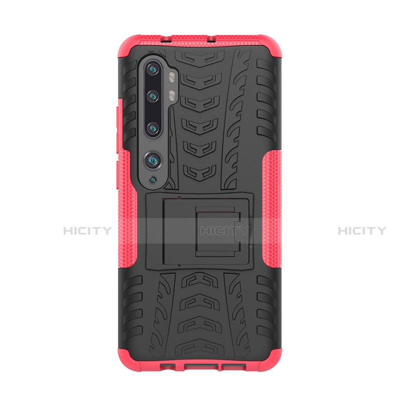 Funda Bumper Silicona y Plastico Mate Carcasa con Soporte D01 para Xiaomi Mi Note 10