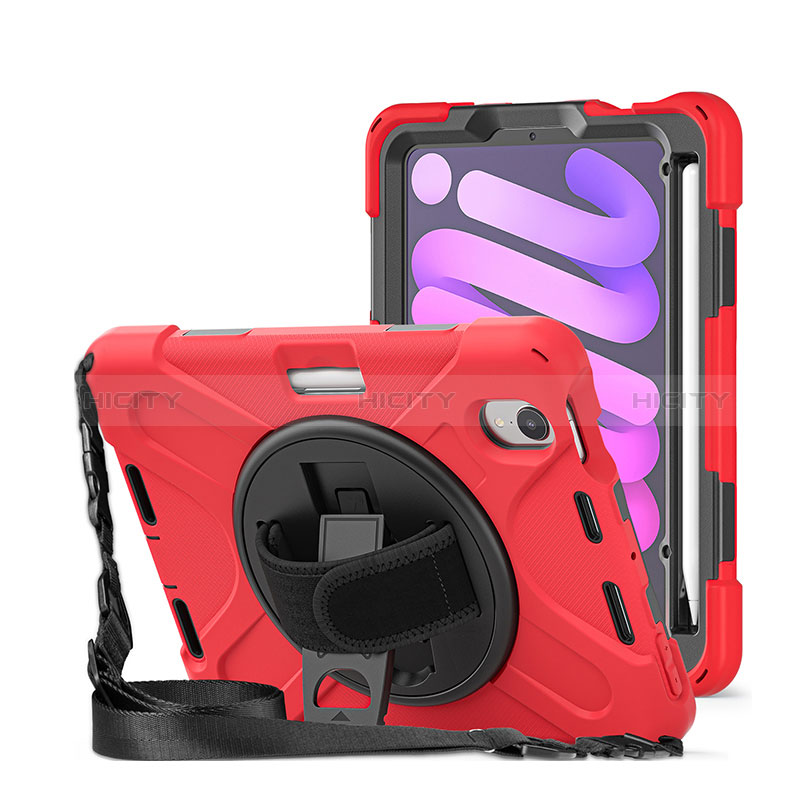 Funda Bumper Silicona y Plastico Mate Carcasa con Soporte H01 para Apple iPad Mini 6