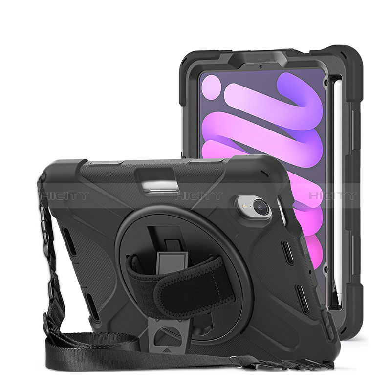 Funda Bumper Silicona y Plastico Mate Carcasa con Soporte H01 para Apple iPad Mini 6