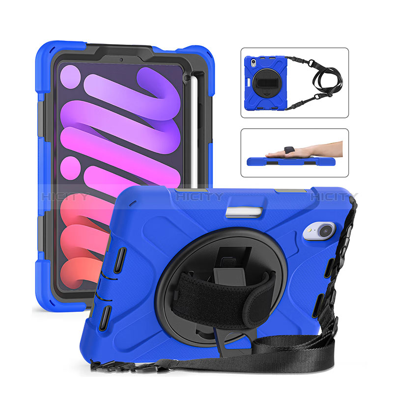 Funda Bumper Silicona y Plastico Mate Carcasa con Soporte H01 para Apple iPad Mini 6