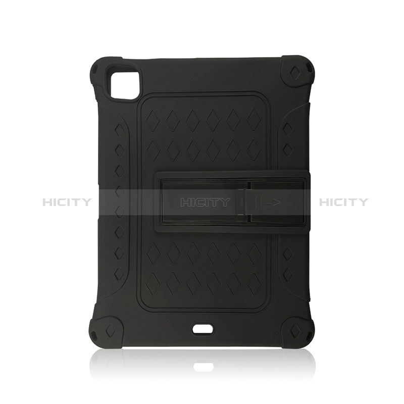 Funda Bumper Silicona y Plastico Mate Carcasa con Soporte H01 para Apple iPad Pro 11 (2022) Negro
