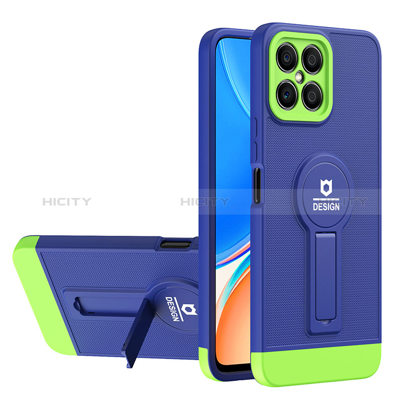 Funda Bumper Silicona y Plastico Mate Carcasa con Soporte H01P para Huawei Honor X8 4G