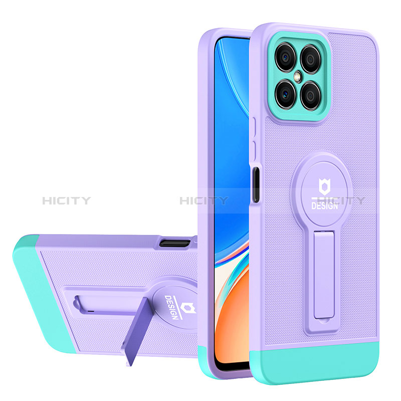 Funda Bumper Silicona y Plastico Mate Carcasa con Soporte H01P para Huawei Honor X8 4G