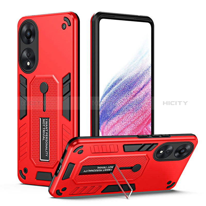 Funda Bumper Silicona y Plastico Mate Carcasa con Soporte H01P para Oppo A78 5G