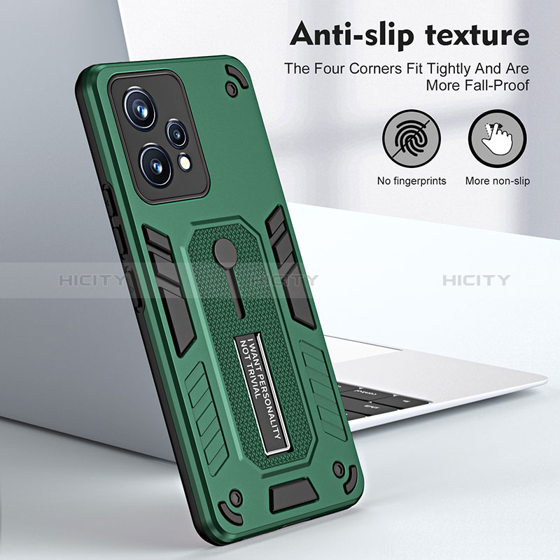 Funda Bumper Silicona y Plastico Mate Carcasa con Soporte H01P para Realme 9 Pro 5G