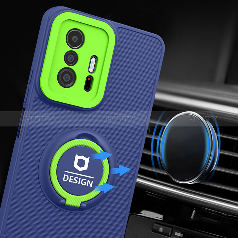 Funda Bumper Silicona y Plastico Mate Carcasa con Soporte H01P para Xiaomi Mi 11T Pro 5G