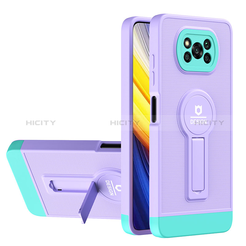 Funda Bumper Silicona y Plastico Mate Carcasa con Soporte H01P para Xiaomi Poco X3