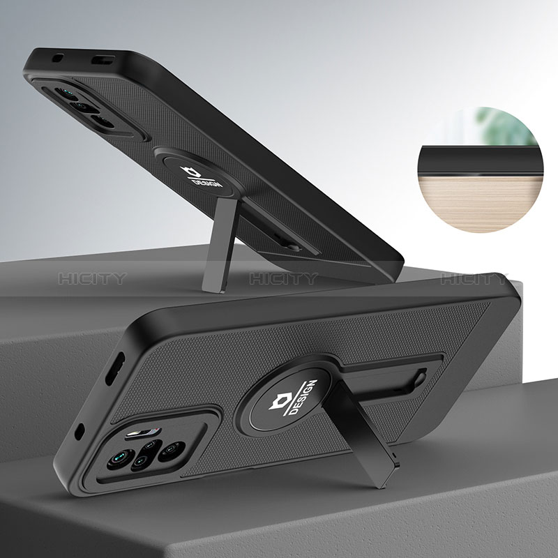 Funda Bumper Silicona y Plastico Mate Carcasa con Soporte H01P para Xiaomi Redmi Note 10 4G