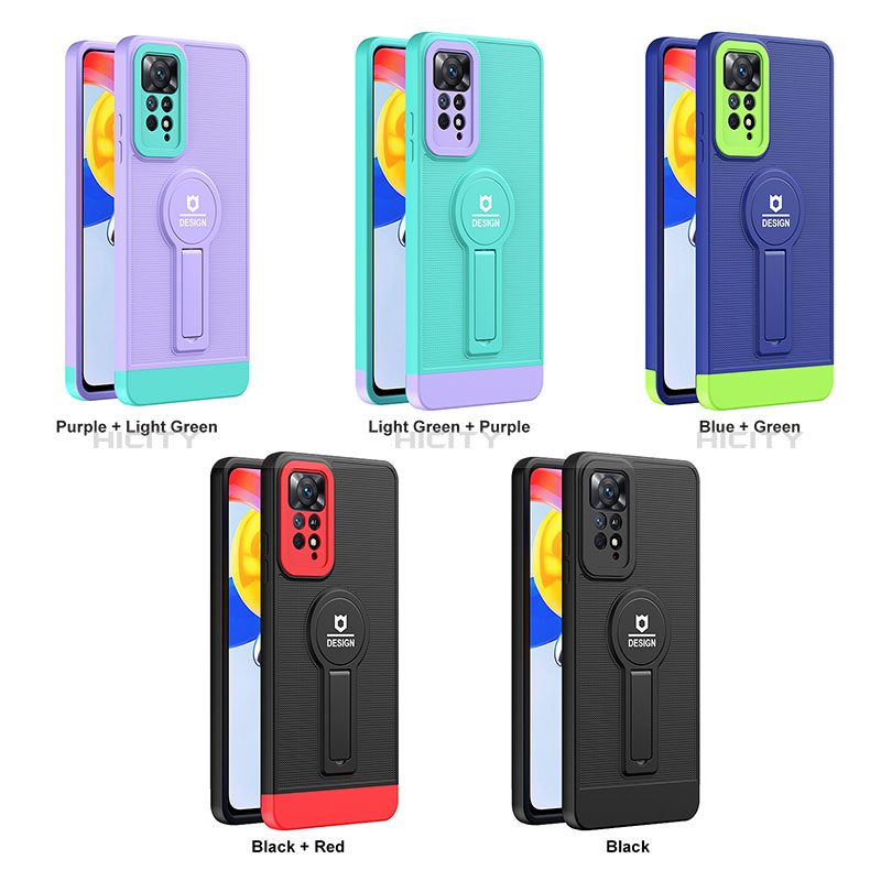 Funda Bumper Silicona y Plastico Mate Carcasa con Soporte H01P para Xiaomi Redmi Note 11 4G (2022)