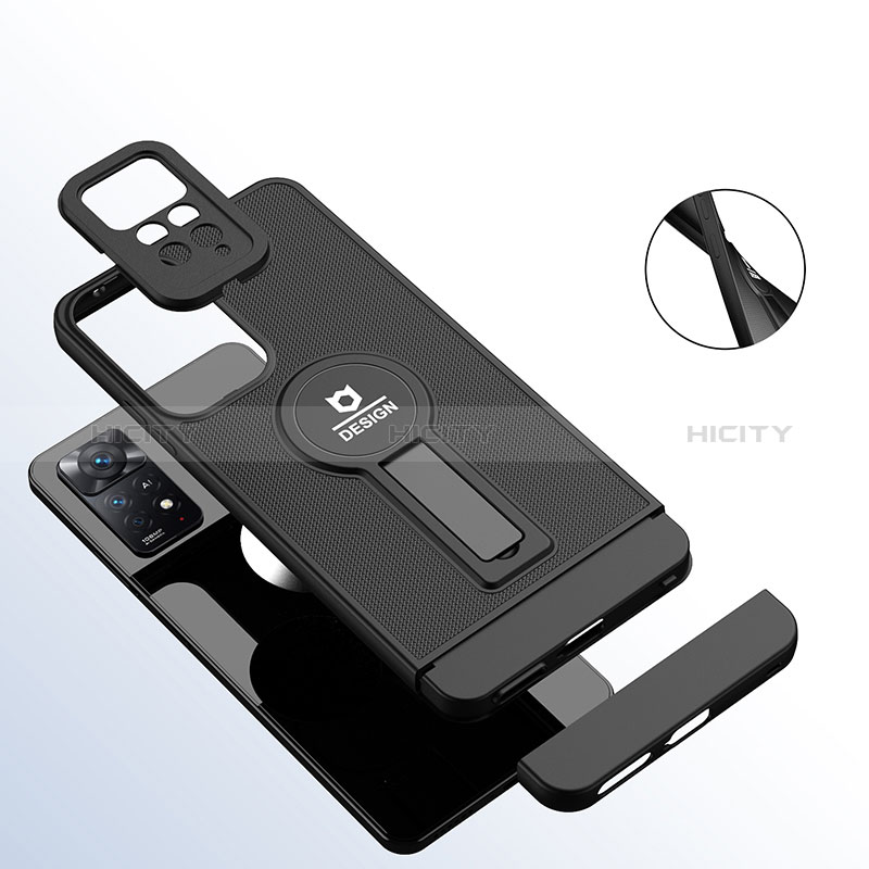 Funda Bumper Silicona y Plastico Mate Carcasa con Soporte H01P para Xiaomi Redmi Note 11 Pro 4G