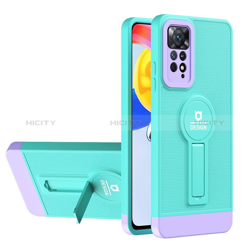 Funda Bumper Silicona y Plastico Mate Carcasa con Soporte H01P para Xiaomi Redmi Note 11 Pro 5G