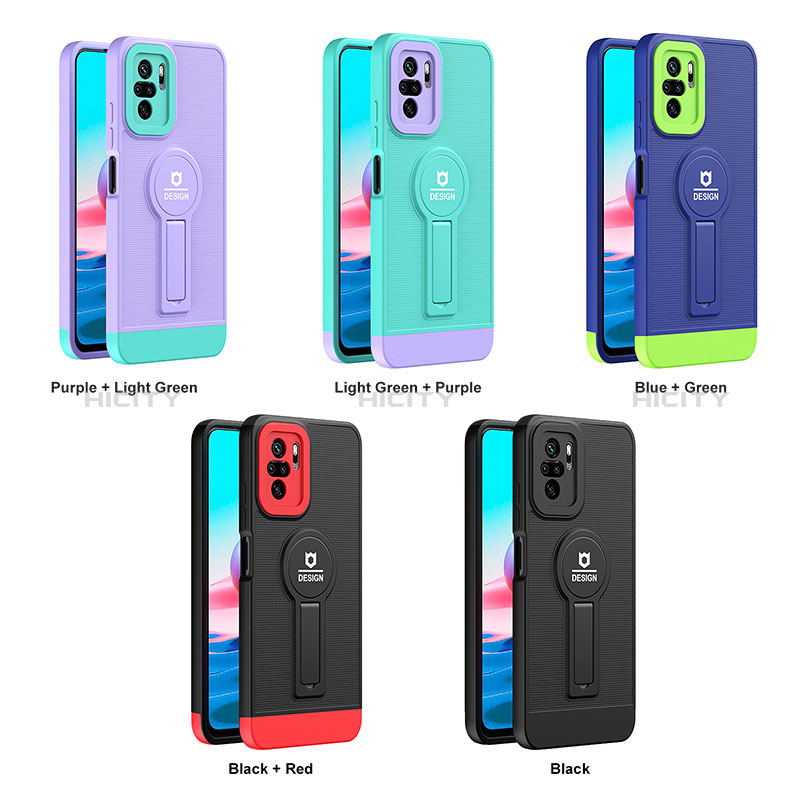 Funda Bumper Silicona y Plastico Mate Carcasa con Soporte H01P para Xiaomi Redmi Note 11 SE India 4G