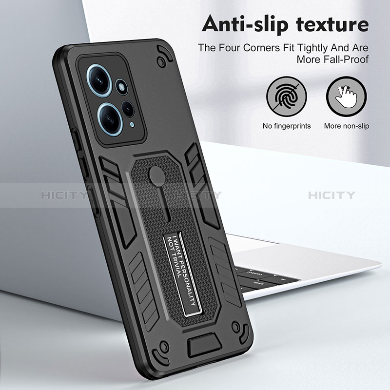 Funda Bumper Silicona y Plastico Mate Carcasa con Soporte H01P para Xiaomi Redmi Note 12 4G