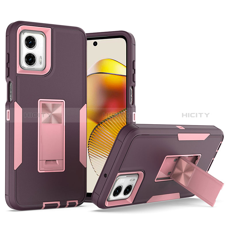 Funda Bumper Silicona y Plastico Mate Carcasa con Soporte J01S para Motorola Moto G Power 5G (2023)