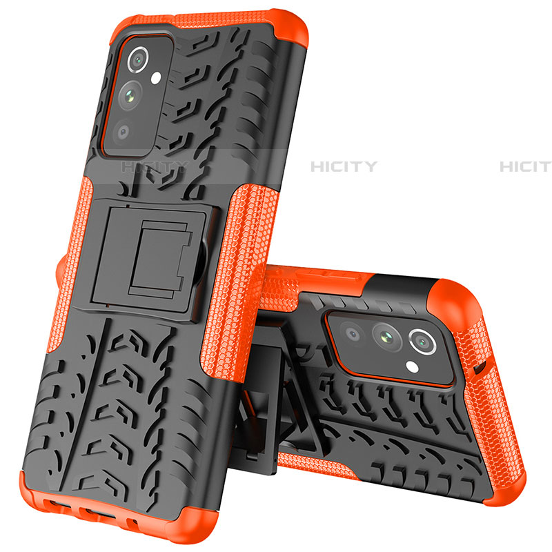 Funda Bumper Silicona y Plastico Mate Carcasa con Soporte J01X para Samsung Galaxy A05s Naranja