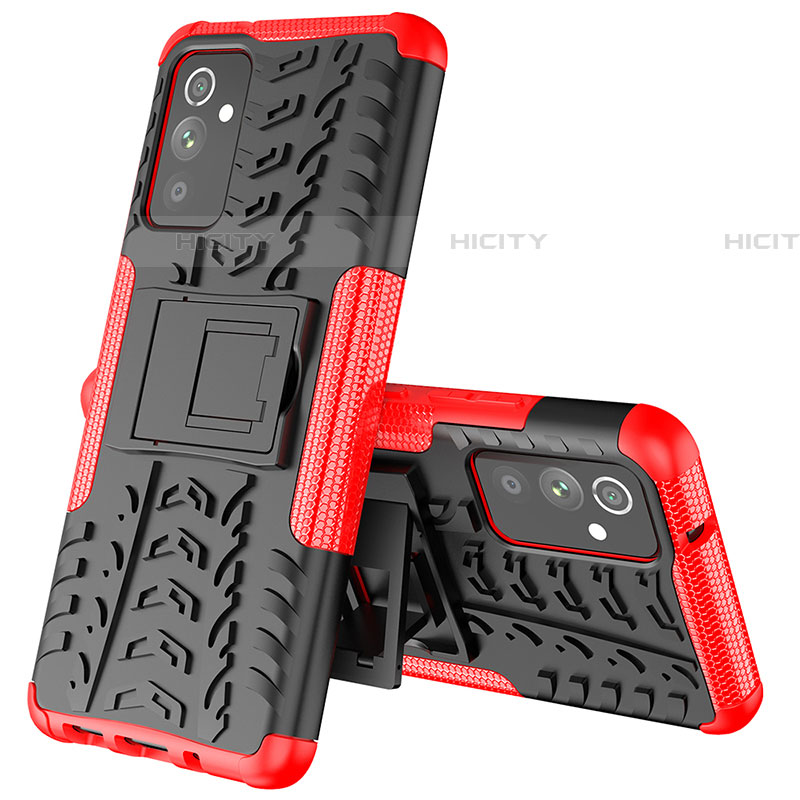 Funda Bumper Silicona y Plastico Mate Carcasa con Soporte J01X para Samsung Galaxy A05s Rojo