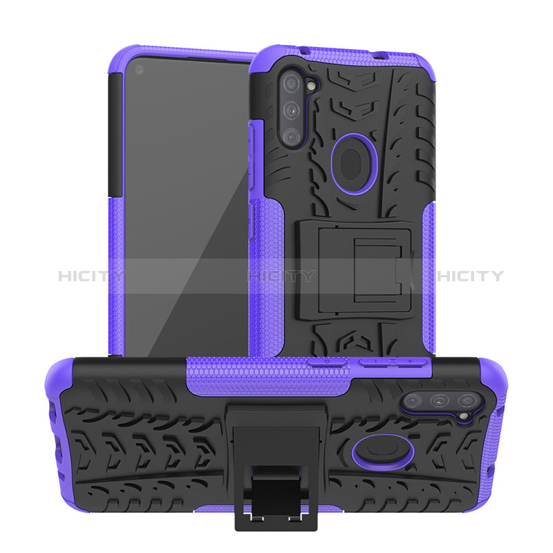 Funda Bumper Silicona y Plastico Mate Carcasa con Soporte J01X para Samsung Galaxy A11