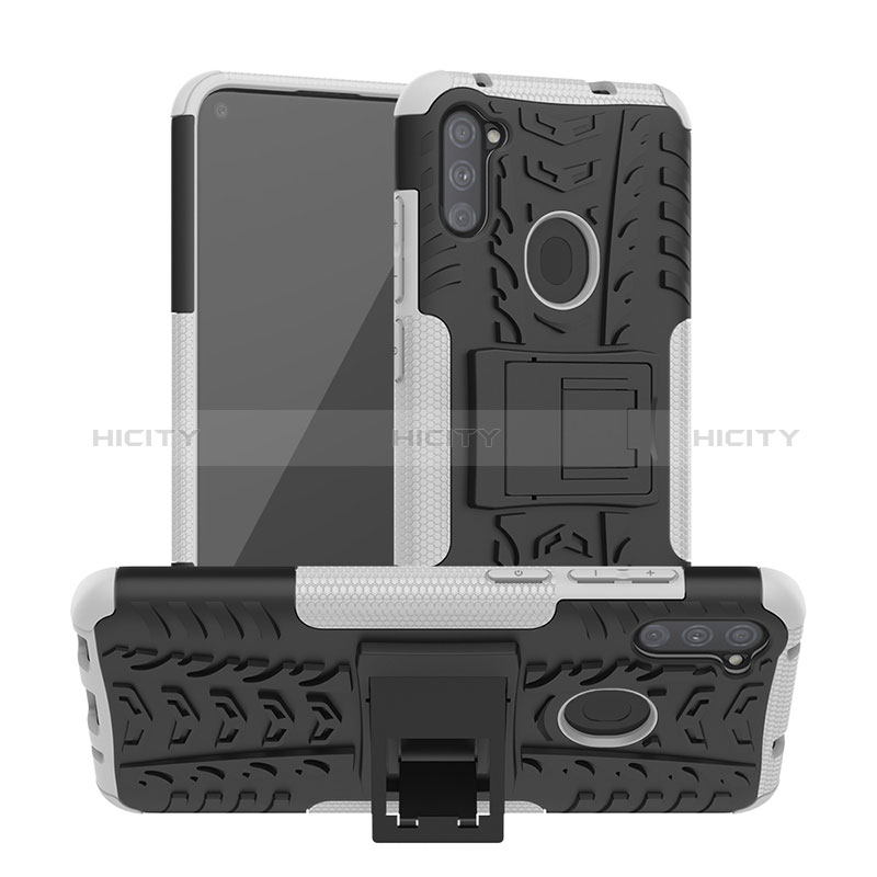 Funda Bumper Silicona y Plastico Mate Carcasa con Soporte J01X para Samsung Galaxy A11