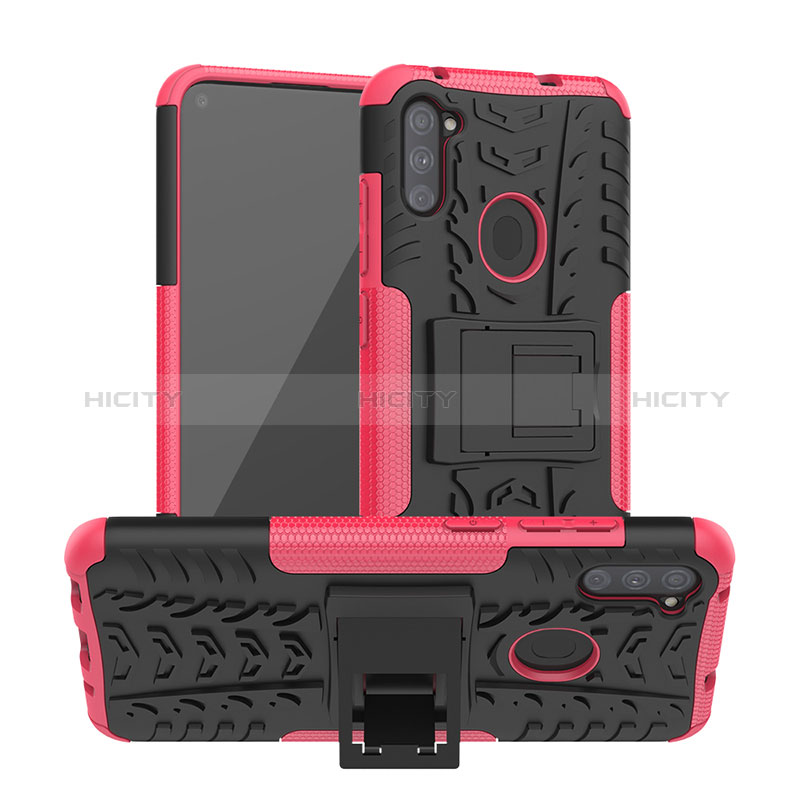 Funda Bumper Silicona y Plastico Mate Carcasa con Soporte J01X para Samsung Galaxy A11