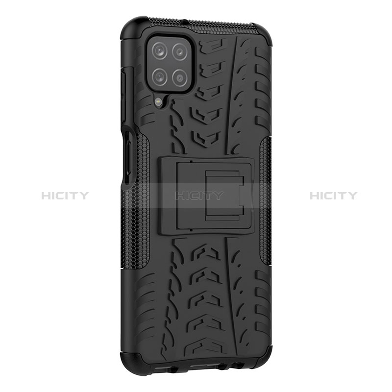 Funda Bumper Silicona y Plastico Mate Carcasa con Soporte J01X para Samsung Galaxy A12