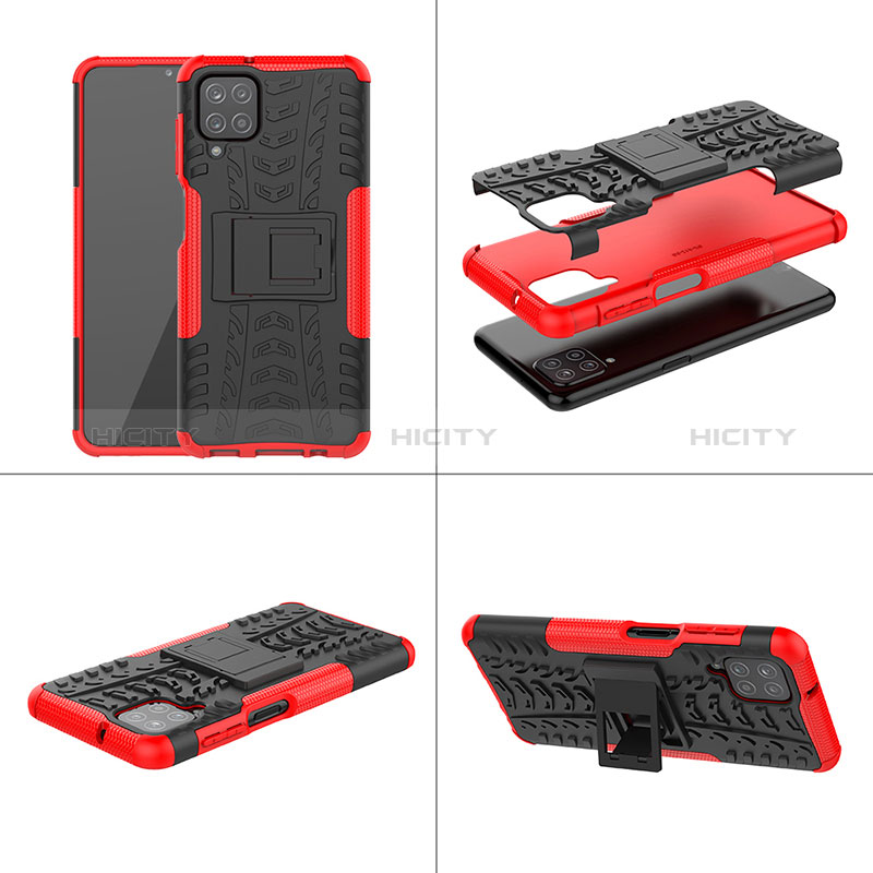 Funda Bumper Silicona y Plastico Mate Carcasa con Soporte J01X para Samsung Galaxy A12 5G