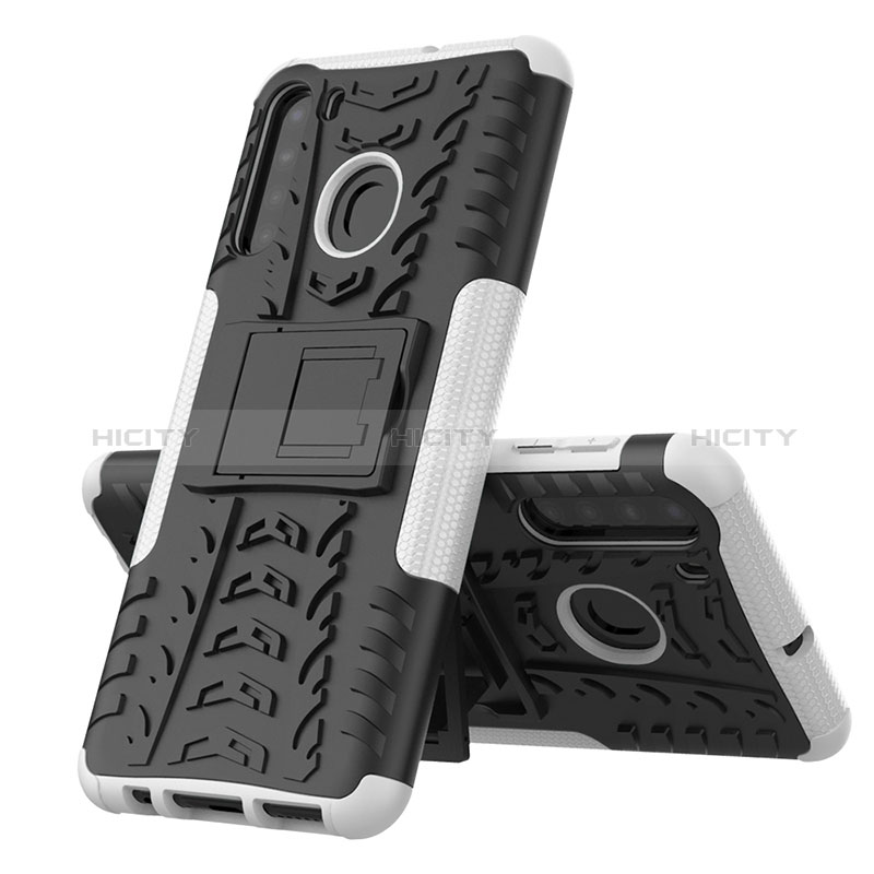 Funda Bumper Silicona y Plastico Mate Carcasa con Soporte J01X para Samsung Galaxy A21