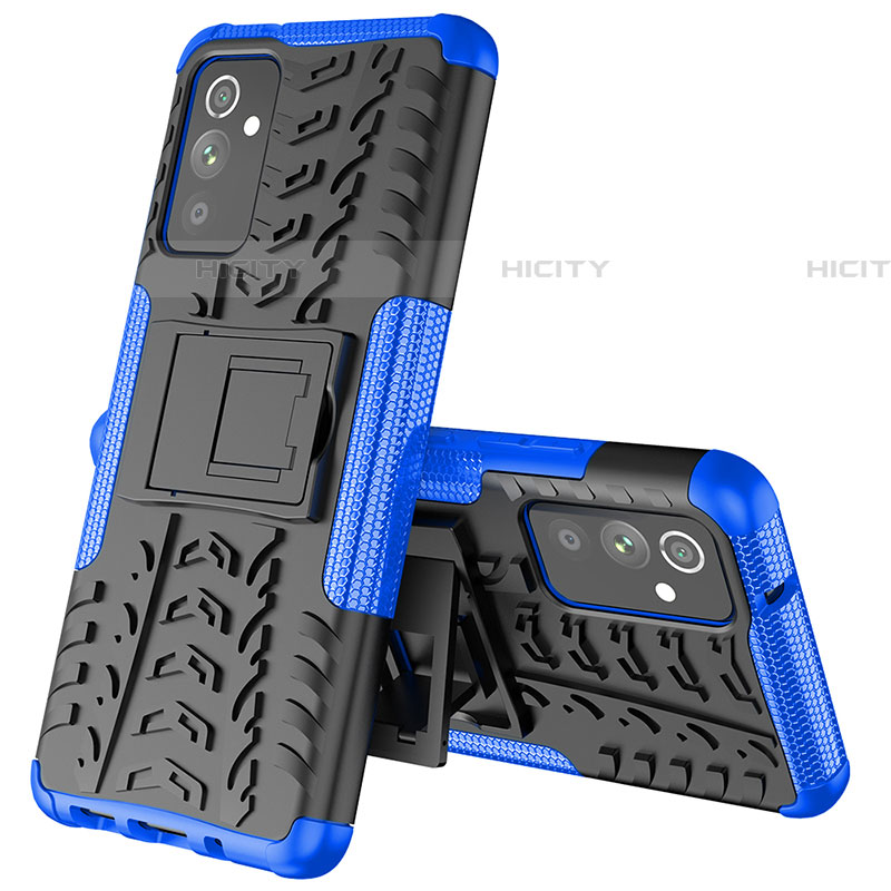 Funda Bumper Silicona y Plastico Mate Carcasa con Soporte J01X para Samsung Galaxy A24 4G Azul