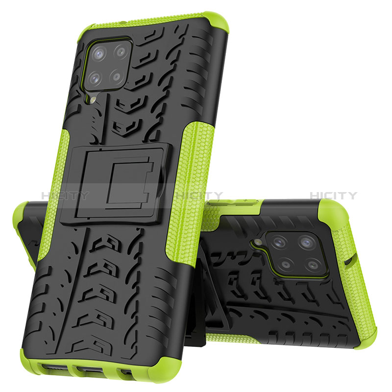 Funda Bumper Silicona y Plastico Mate Carcasa con Soporte J01X para Samsung Galaxy A42 5G Verde