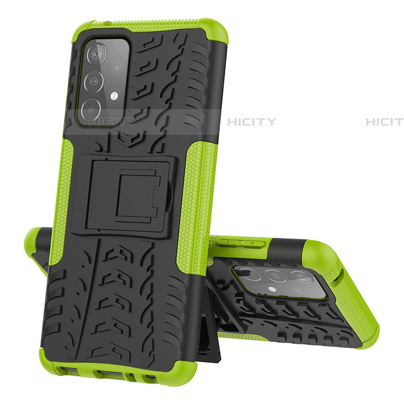 Funda Bumper Silicona y Plastico Mate Carcasa con Soporte J01X para Samsung Galaxy A52 4G Verde