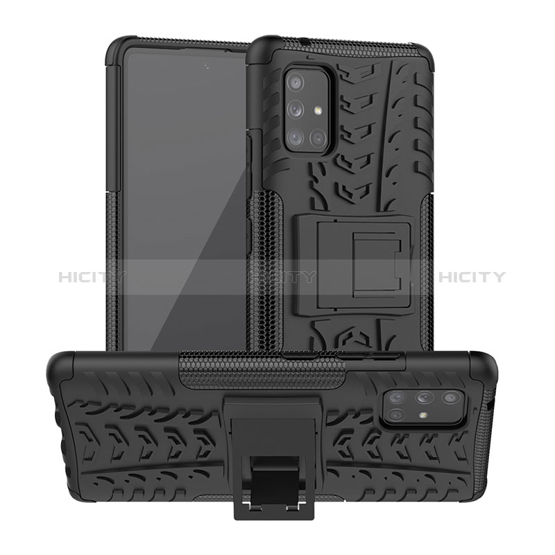 Funda Bumper Silicona y Plastico Mate Carcasa con Soporte J01X para Samsung Galaxy A71 4G A715