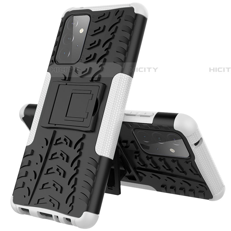 Funda Bumper Silicona y Plastico Mate Carcasa con Soporte J01X para Samsung Galaxy A72 5G