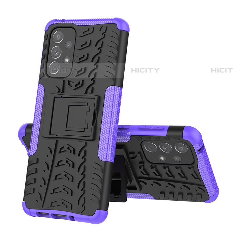 Funda Bumper Silicona y Plastico Mate Carcasa con Soporte J01X para Samsung Galaxy A73 5G Morado