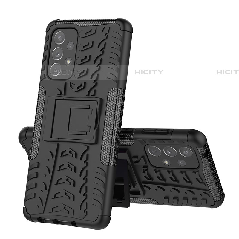 Funda Bumper Silicona y Plastico Mate Carcasa con Soporte J01X para Samsung Galaxy A73 5G Negro