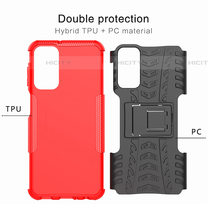 Funda Bumper Silicona y Plastico Mate Carcasa con Soporte J01X para Samsung Galaxy F23 5G