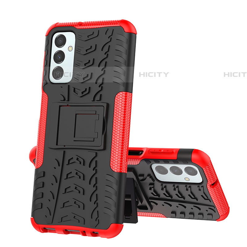 Funda Bumper Silicona y Plastico Mate Carcasa con Soporte J01X para Samsung Galaxy F23 5G Rojo