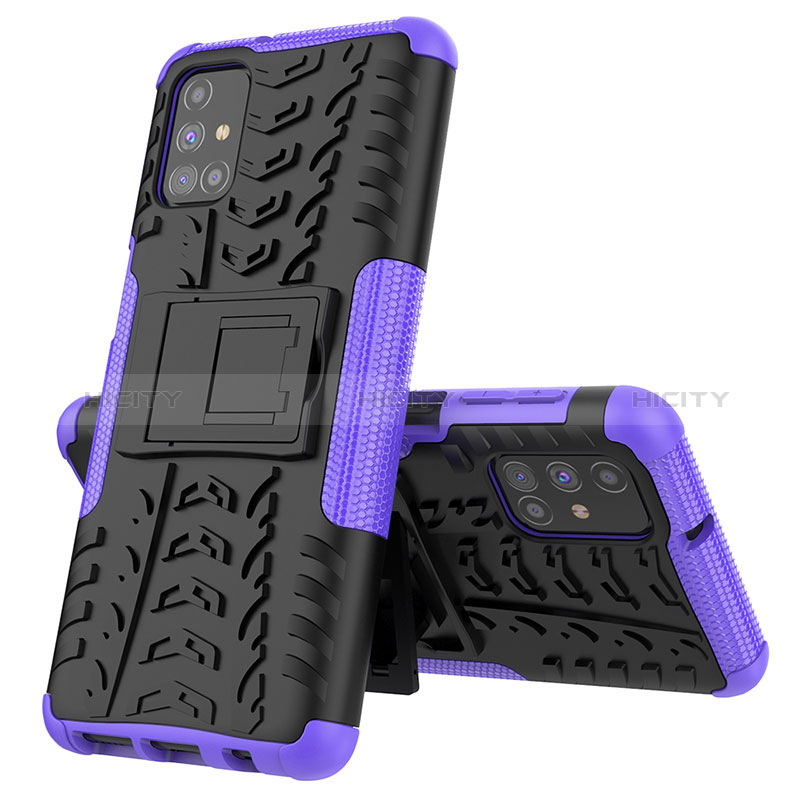 Funda Bumper Silicona y Plastico Mate Carcasa con Soporte J01X para Samsung Galaxy M31s Morado