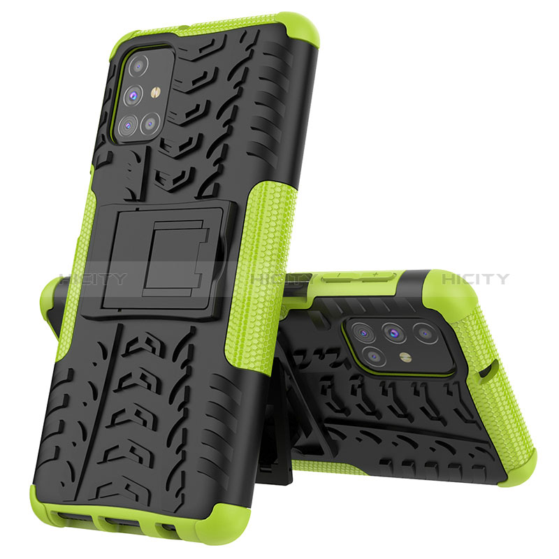 Funda Bumper Silicona y Plastico Mate Carcasa con Soporte J01X para Samsung Galaxy M31s Verde