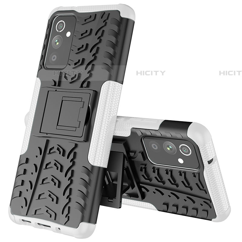 Funda Bumper Silicona y Plastico Mate Carcasa con Soporte J01X para Samsung Galaxy S23 FE 5G Plata