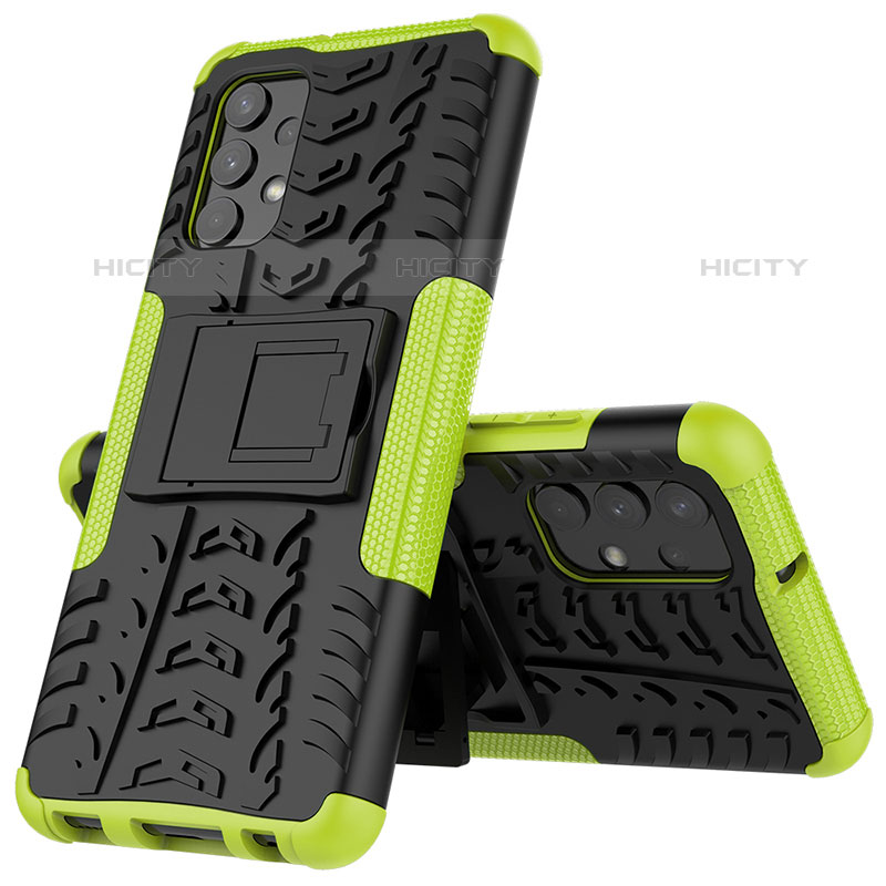 Funda Bumper Silicona y Plastico Mate Carcasa con Soporte JX01 para Samsung Galaxy M32 5G Verde