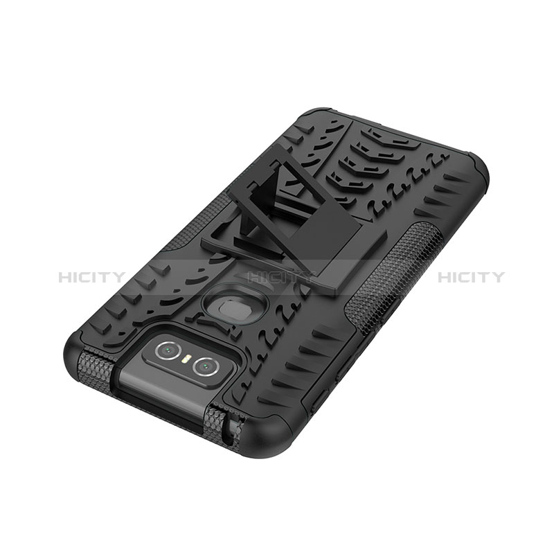 Funda Bumper Silicona y Plastico Mate Carcasa con Soporte JX1 para Asus Zenfone 6 ZS630KL