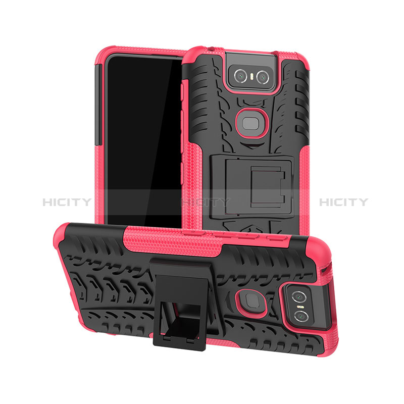 Funda Bumper Silicona y Plastico Mate Carcasa con Soporte JX1 para Asus Zenfone 6 ZS630KL