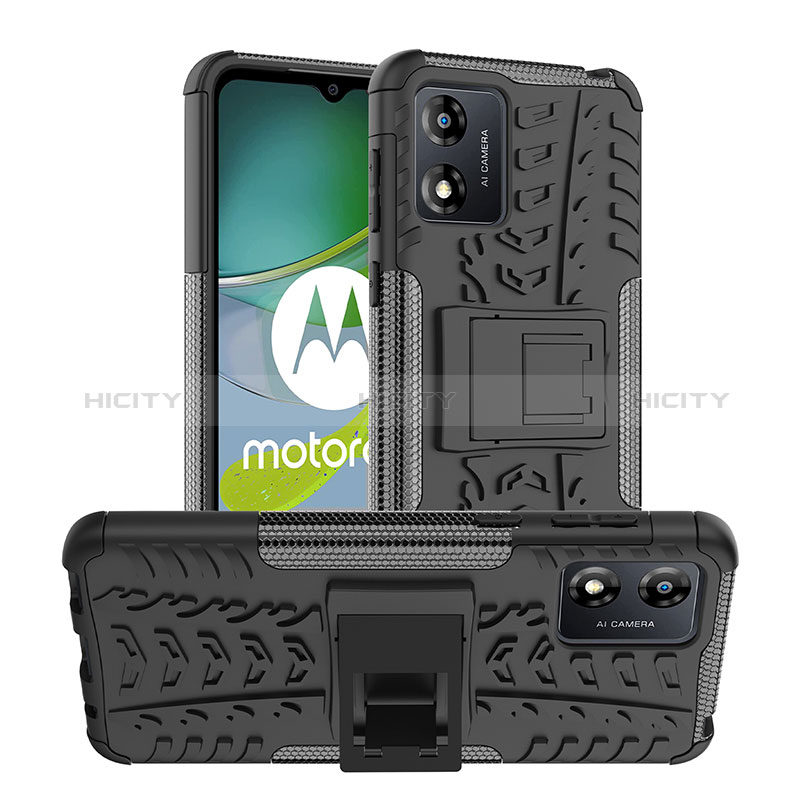 Funda Bumper Silicona y Plastico Mate Carcasa con Soporte JX1 para Motorola Moto E13