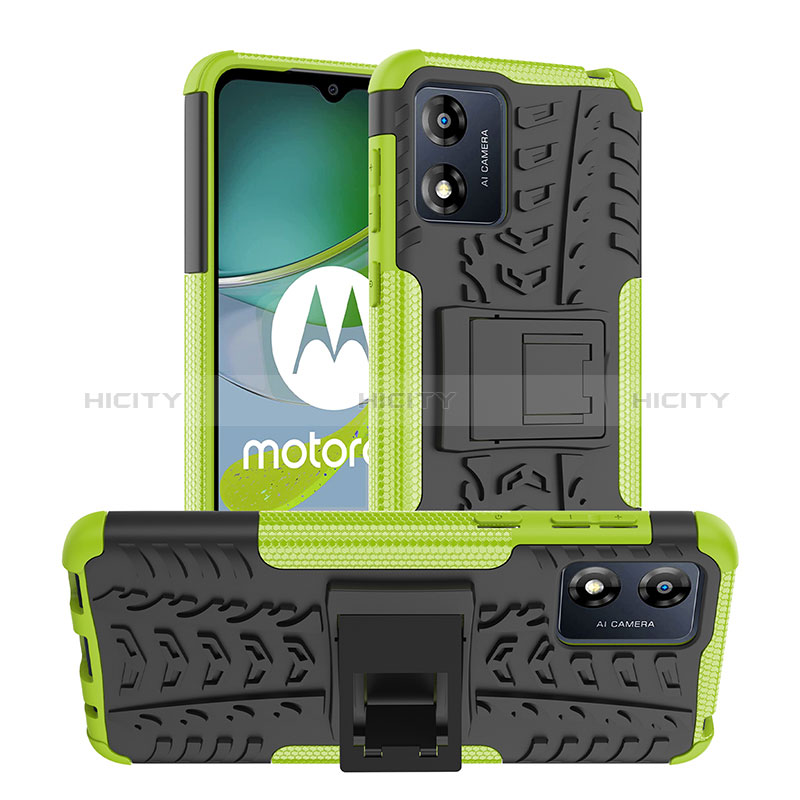 Funda Bumper Silicona y Plastico Mate Carcasa con Soporte JX1 para Motorola Moto E13