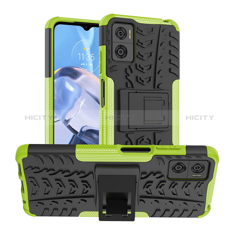 Funda Bumper Silicona y Plastico Mate Carcasa con Soporte JX1 para Motorola Moto E22