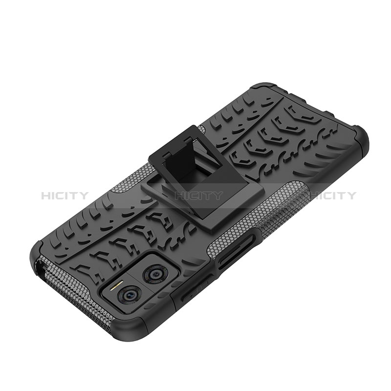 Funda Bumper Silicona y Plastico Mate Carcasa con Soporte JX1 para Motorola Moto E22