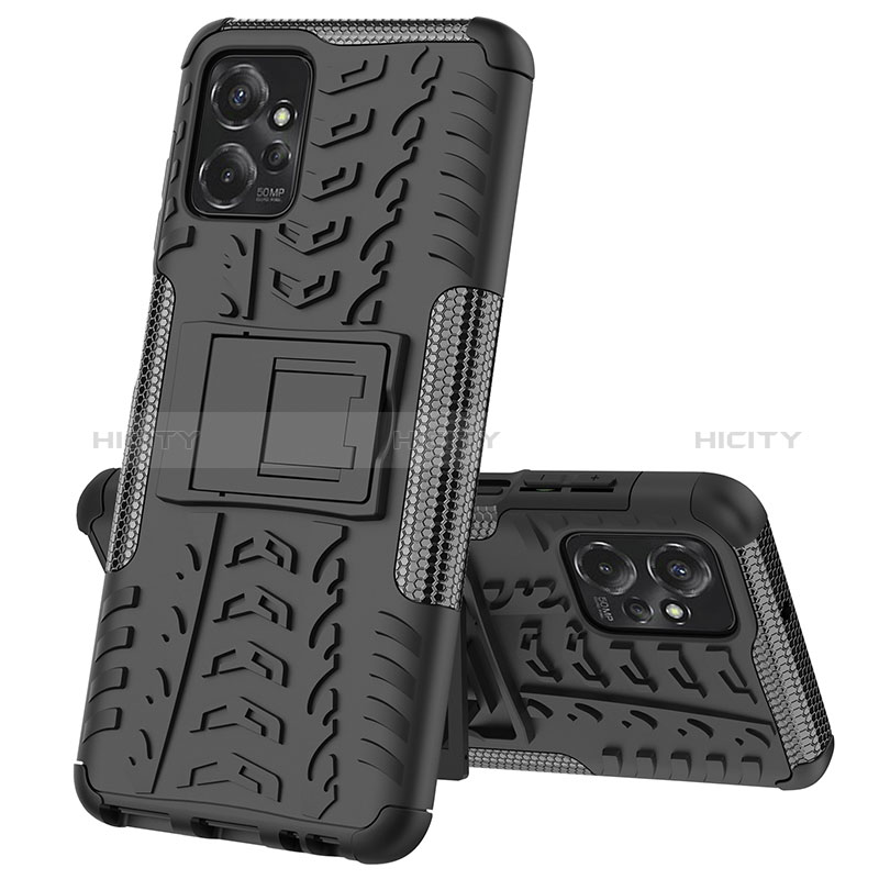 Funda Bumper Silicona y Plastico Mate Carcasa con Soporte JX1 para Motorola Moto G Power 5G (2023) Negro