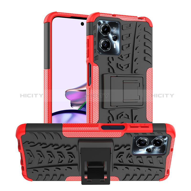 Funda Bumper Silicona y Plastico Mate Carcasa con Soporte JX1 para Motorola Moto G13