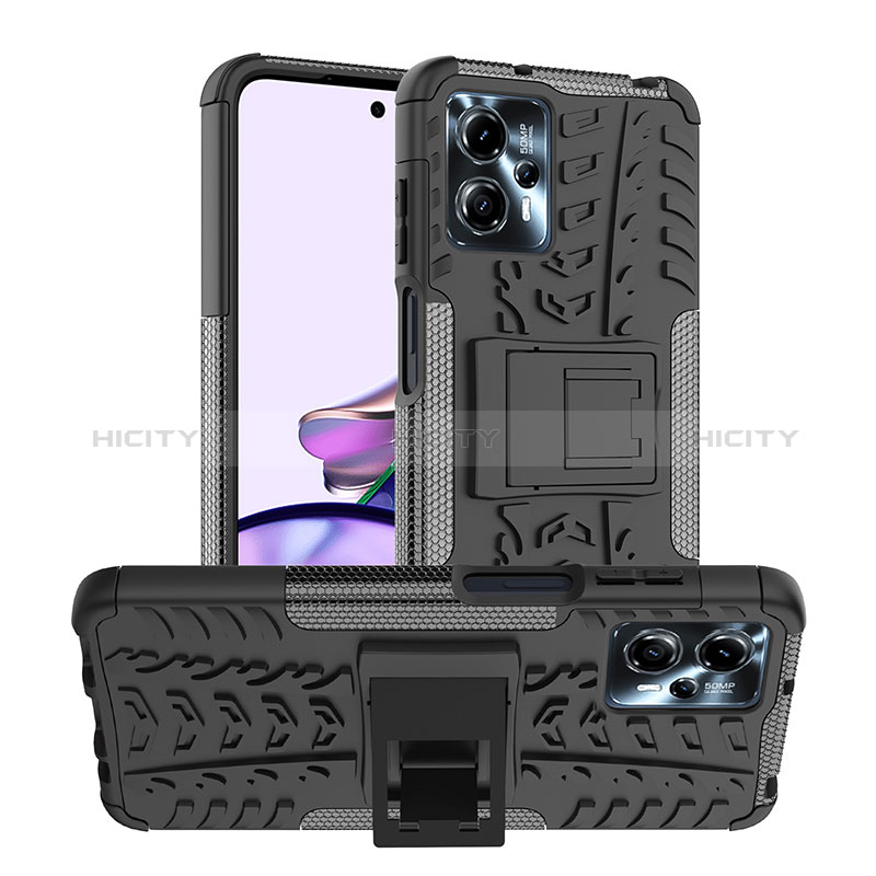 Funda Bumper Silicona y Plastico Mate Carcasa con Soporte JX1 para Motorola Moto G13